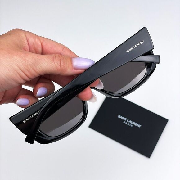 Saint Laurent SL593 001 Sunglasses Black Square Unisex - Picture 8 of 15